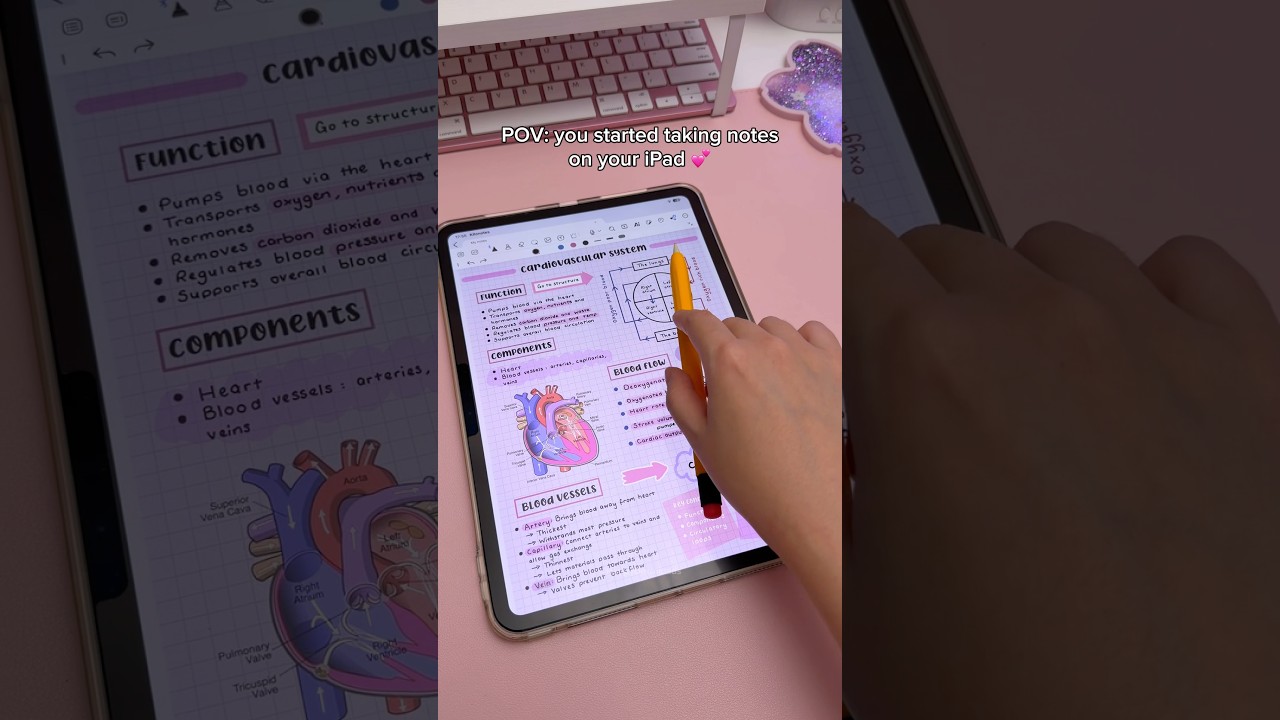 iPad note taking 💕 | aesthetic digital notes, Apple Pencil