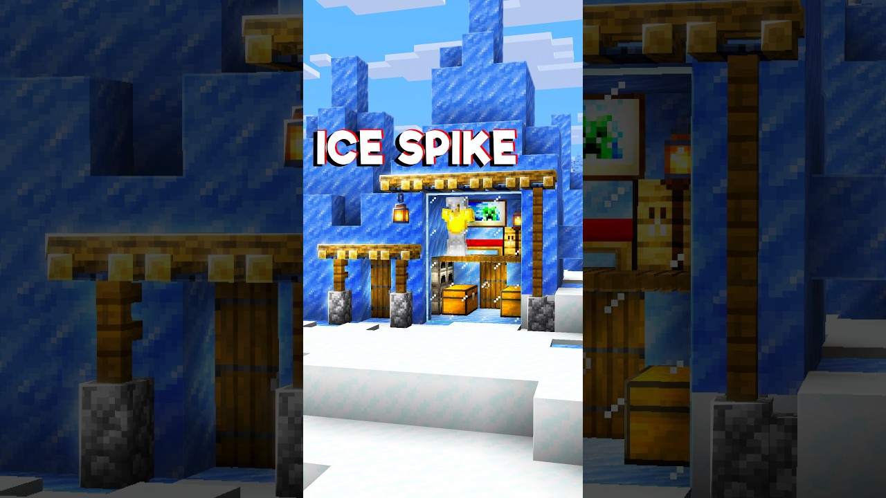 Minecraft Ice Spike House....🤔 (World's Smallest Violin) #minecraft #shorts