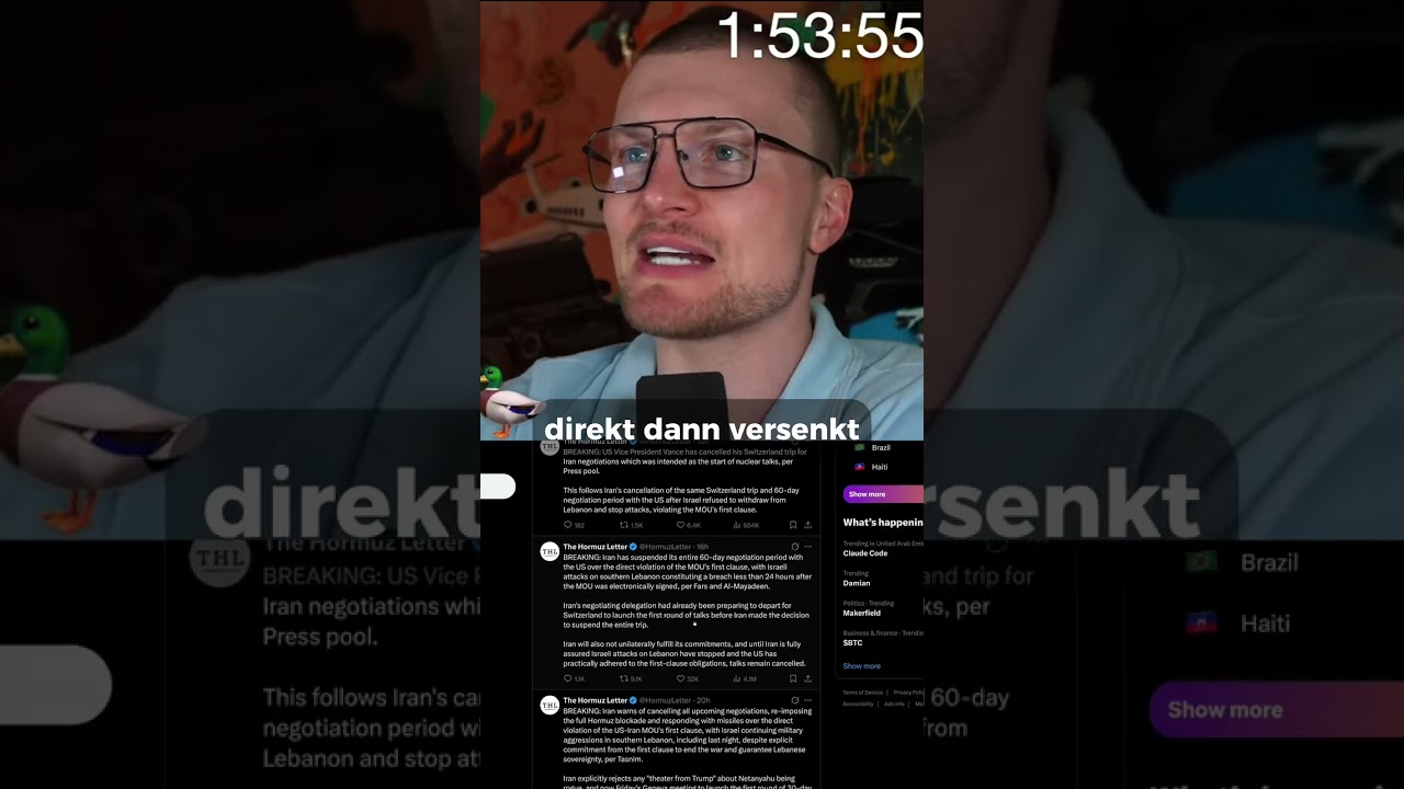 GIBT es JETZT ENDLICH einen Iran Deal? 🚨⚠️ #livetrading #kryptolivetrading #btc #eth #xrp #iran #mou