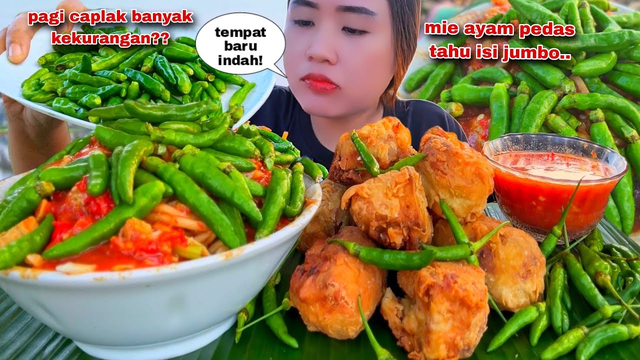 CABE TERBANYAK 🔥⁉️ MAKAN RAWIT MENTAH MIE AYAM PEDAS TAHU ISI EXTRA SAMBAL MUKBANG