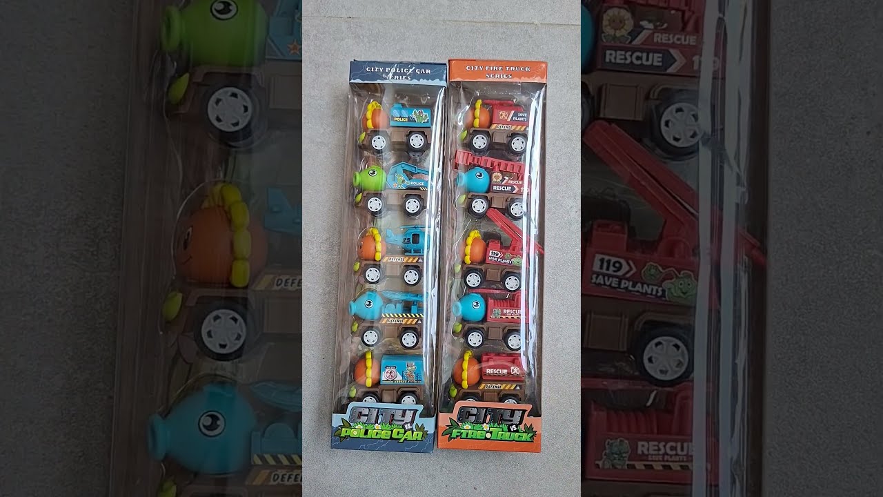 Plant vs Zombie Car Toys Fire Rescue & City Cars Unboxing ASMR no Talking and Testing