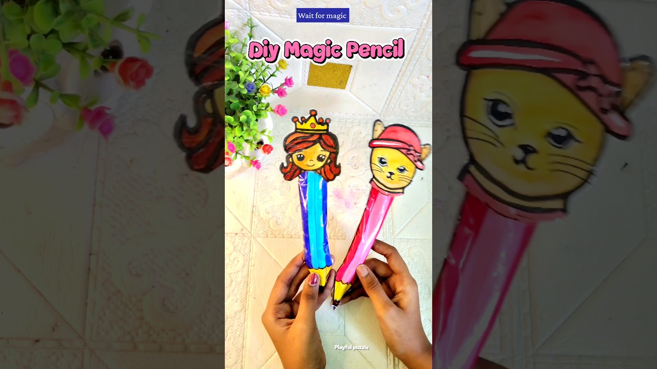 diy magic Squshi pencil ✏️ fun satisfying craft activity for kids 😱 #youtubeshorts #trending #diy