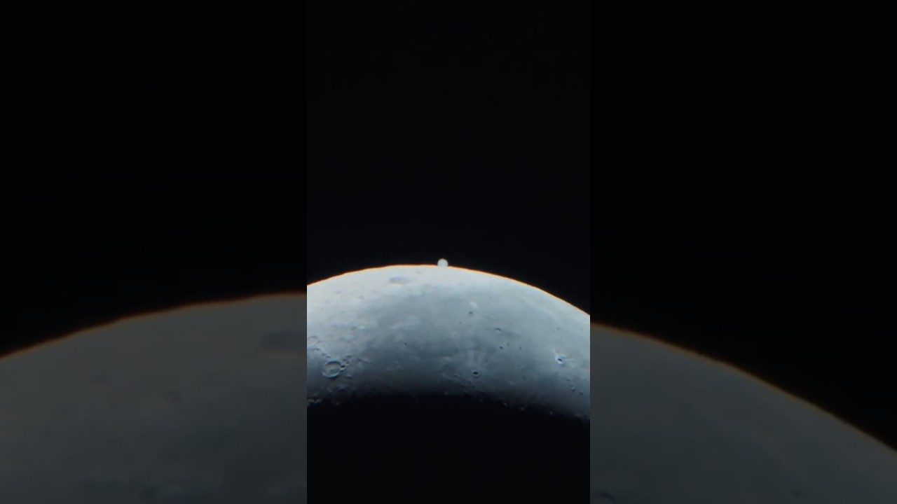 The moon and Jupiter meet through the eyepieceof my telescope! #space #astronomy #moon #news