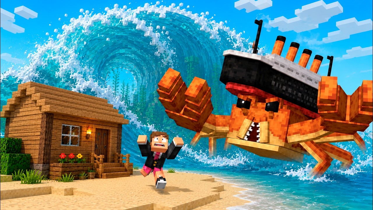 SOBREVIVA a UM TSUNAMI de CRABTANIC no MINECRAFT!