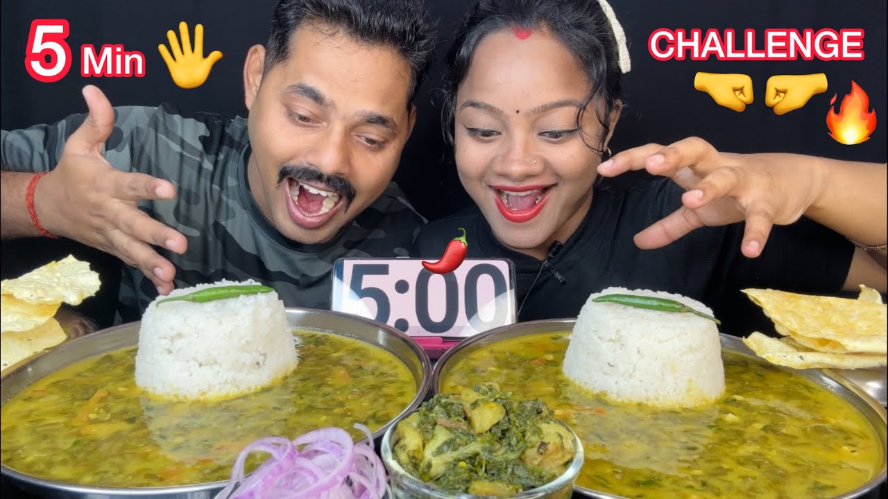 5 Minute Palak Dal With Rice Challenge 🔥😋