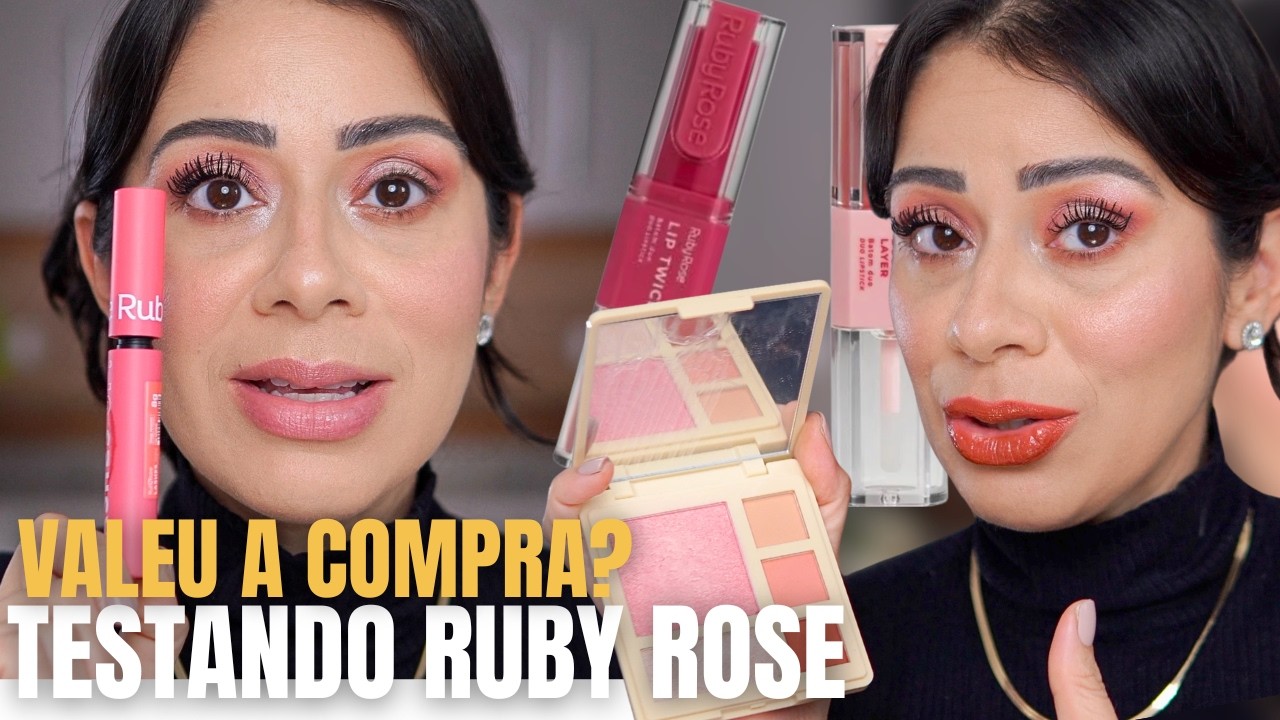 TESTANDO MAKES Novidades RUBY ROSE : Paleta Multifuncional, Máscara para cilios e Batons