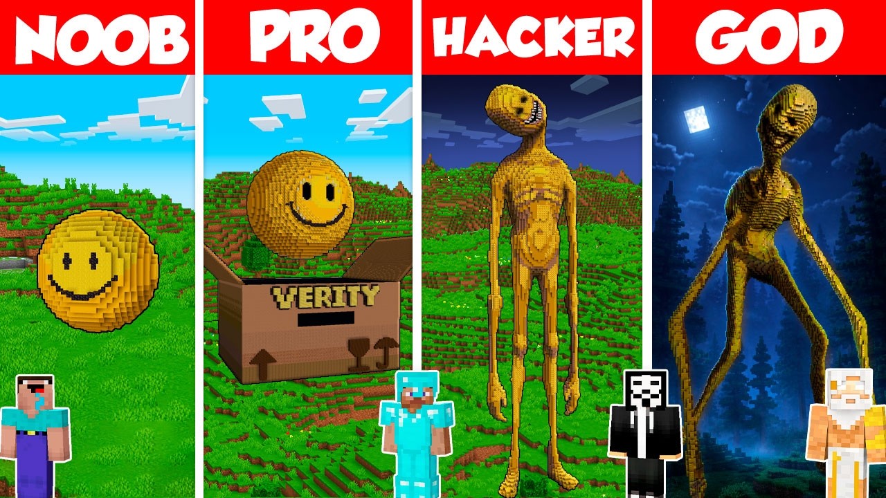 Verity Build Battle Challenge - Noob vs Pro vs Hacker vs God - Minecraft Animation