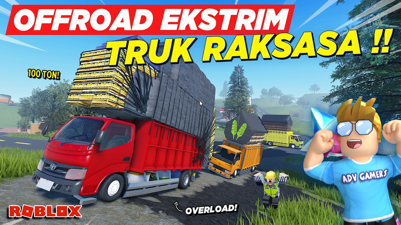 TRUK RAKSASA ANTAR PAKET OVERLOAD DIPAKSA OFFROAD BERLUMPUR DI GUNUNG !! ROLEPLAY TRUK - Roblox