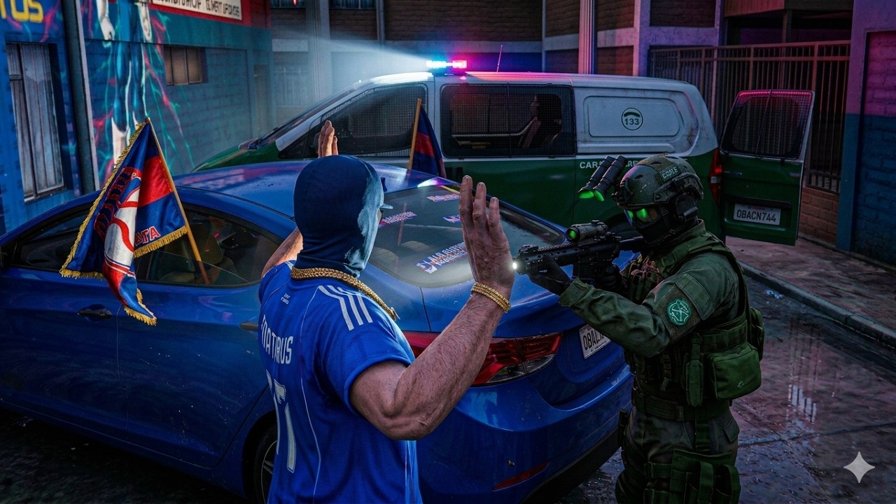 🔥GUERRA DE BARRAS🔫🔵🔴LOS DE ABAJO VS CARABINEROS🚨 GTA 5 RP