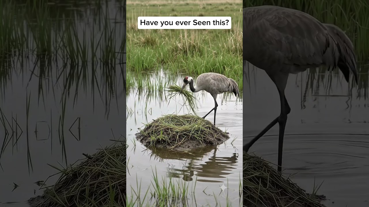 Sandhill Crane Building Her Nest From Scratch 🌾🐦 | Extreme Macro Wildlife (Full Process)   #birdnest