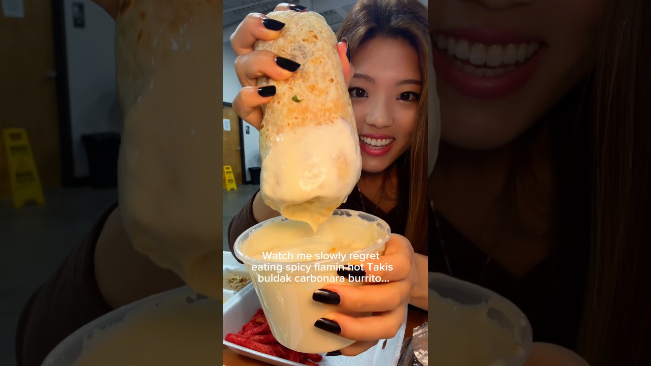 Watch me slowly regret eating spicy Takis burrito… #food #eating #shorts
