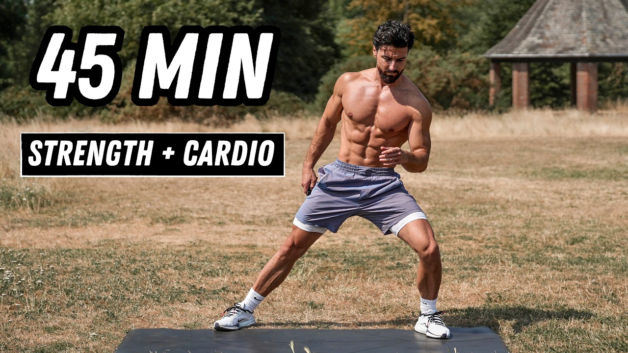 45 MIN FULL BODY STRENGTH & CARDIO WORKOUT | No Equipment | Rowan Row