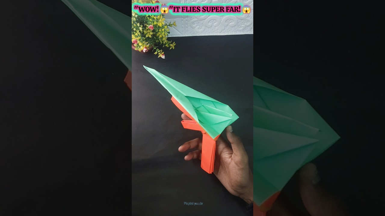 How to make a paper plane with a Rubber band ✈️🚀 Easy flying paper game craft #Shorts #trending #diy