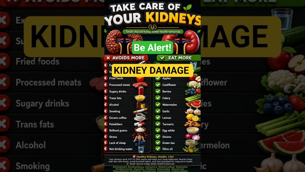 Warning Signs Your Kidneys Need Help! 🚨 13 Foods to Eat & Avoid for Better Kidney Health
