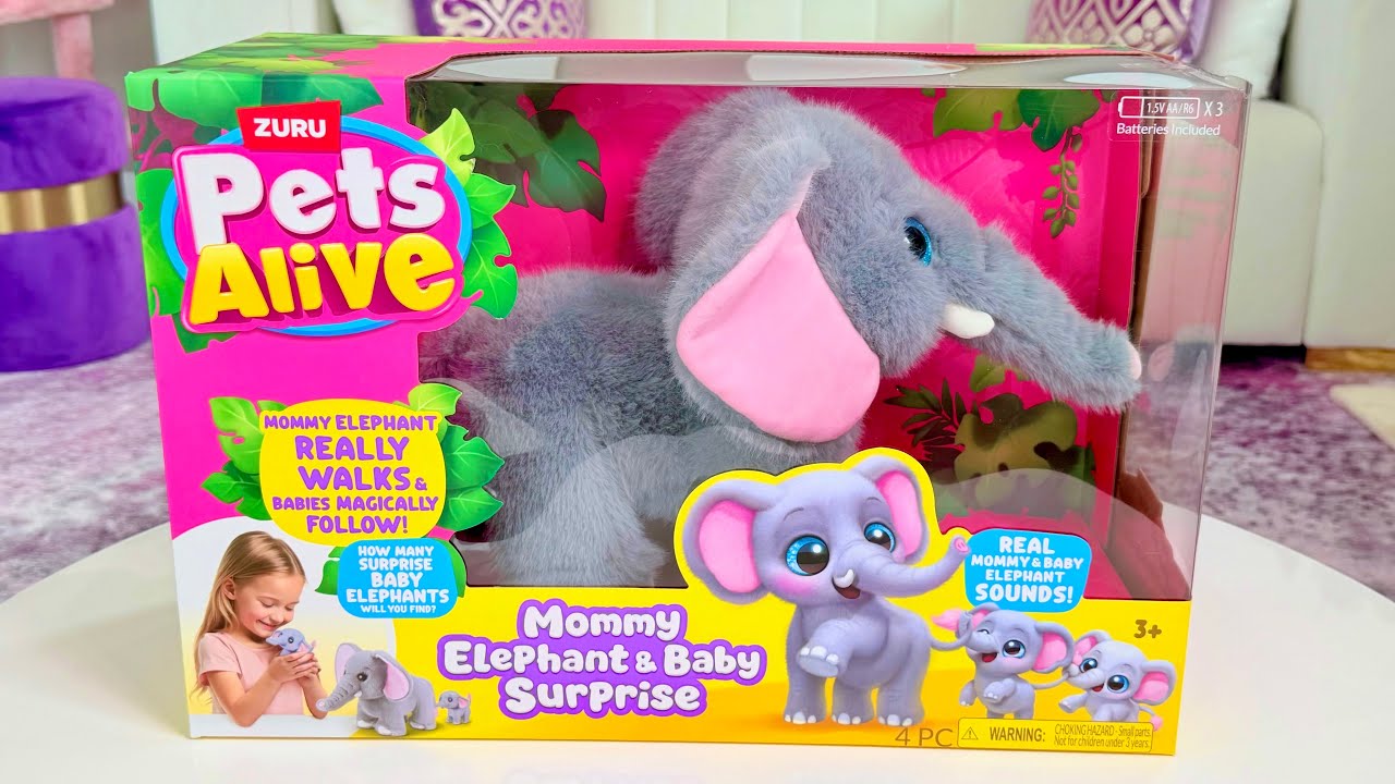 Pets Alive Mommy Elephant Toy Review | Real Walking Elephant with Surprise Babies