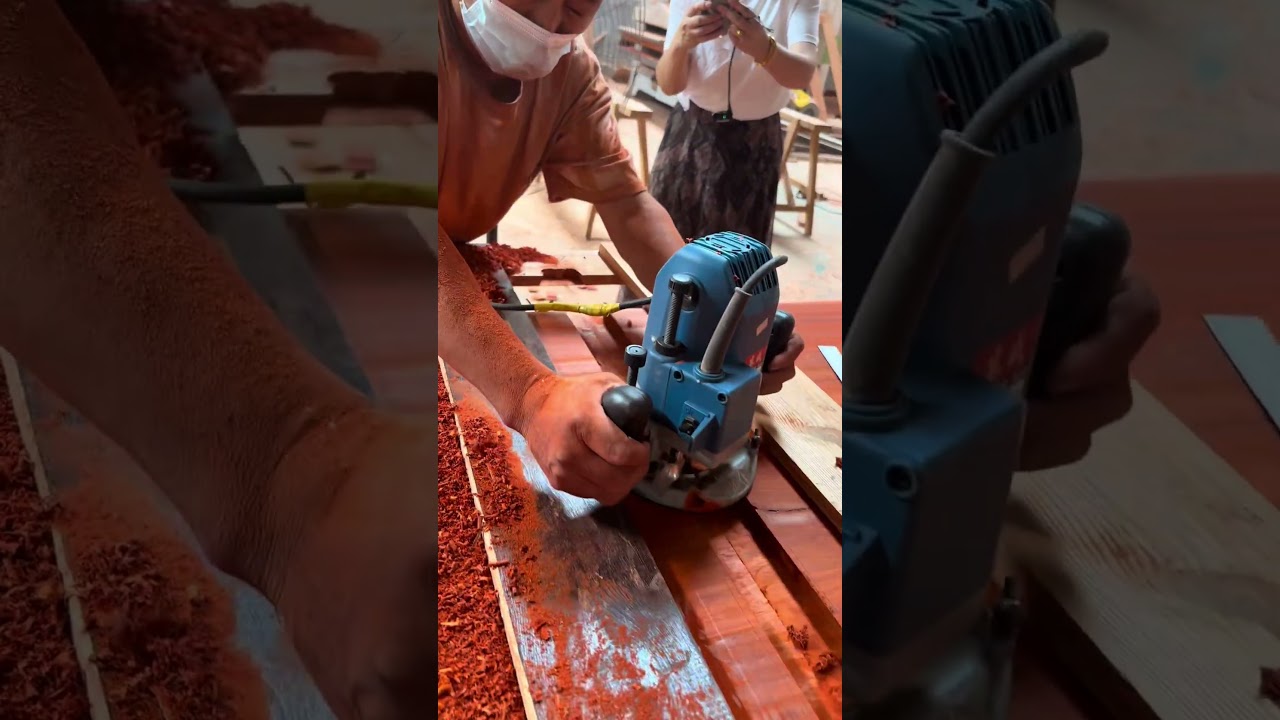 Watch This Beautiful Red Rosewood Door Take Shape 🪵 #timelesscraftsmanship #woodworking #viralvideo