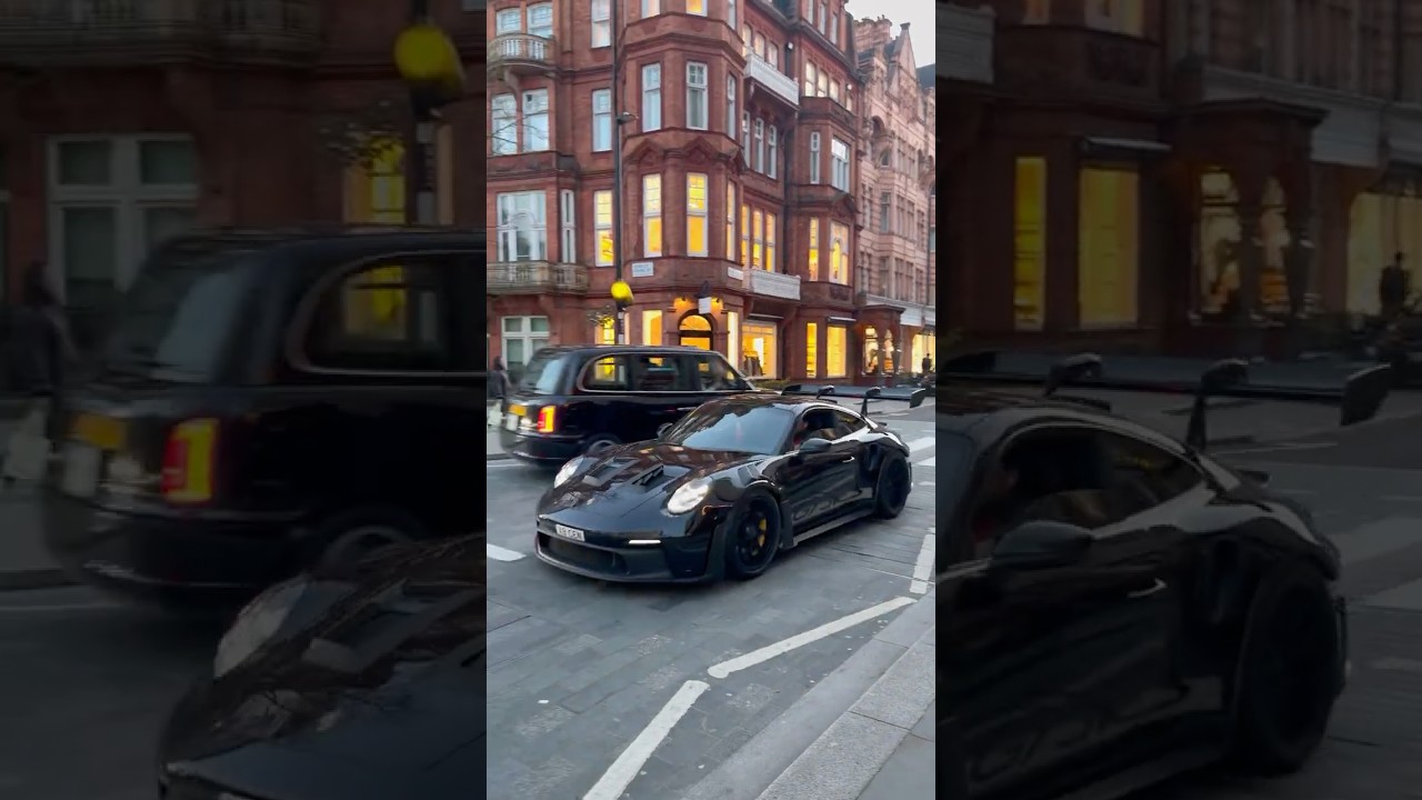 Crazy wheels spin of Porsche 992 911 gt3 rs in streets of london #porsche #london #supercars