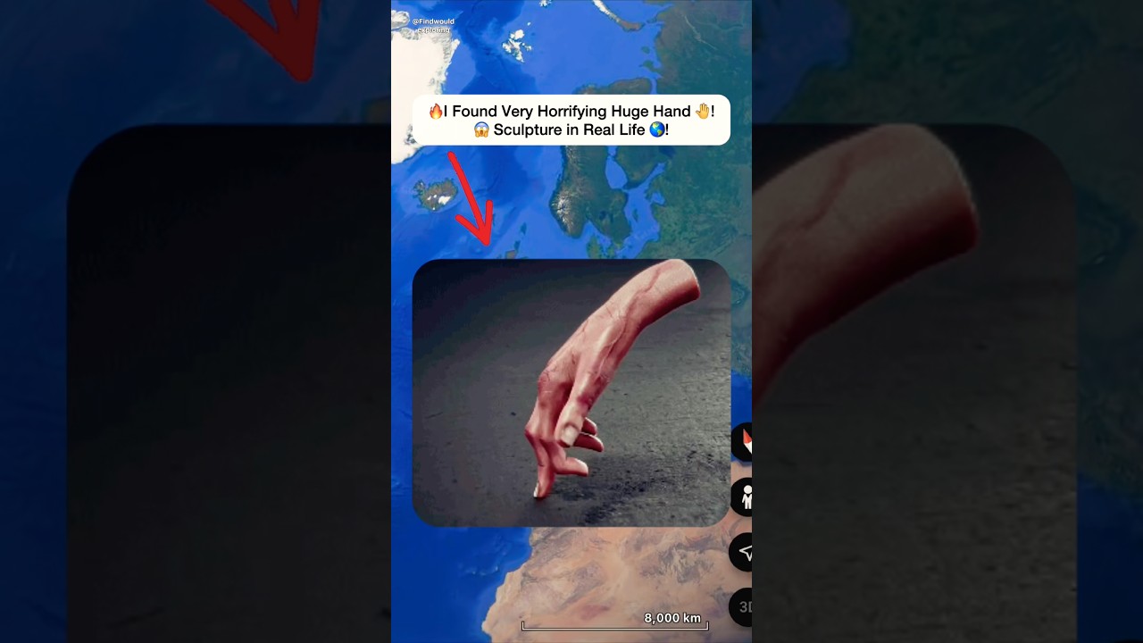 🔥I Found Very Terrifying Huge Hand 🤚 Sculpture On Google Earth 🌏! #shorts #findwouldexploring