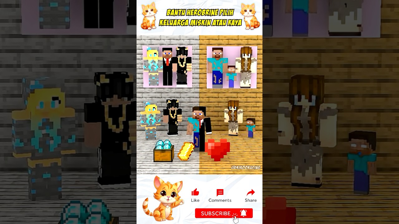 Bantu herobrine pilih keluarga miskin atau kaya‼️😱#shorts #minecraft #game
