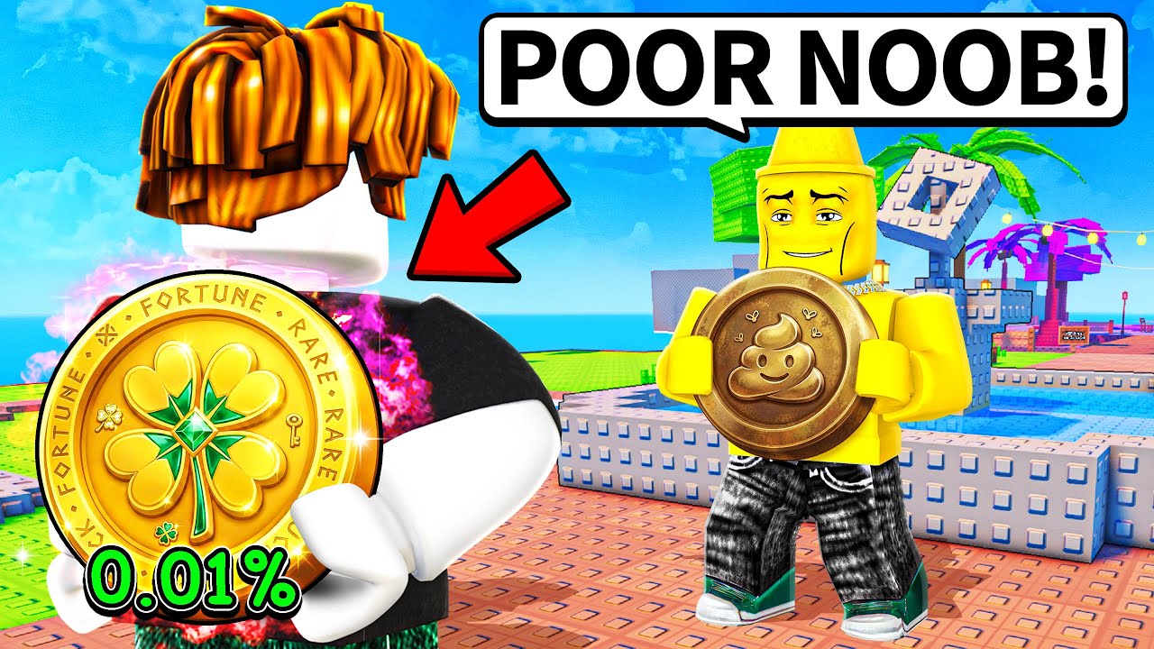 I Pretended to be a NOOB, Then used 0.01% LUCKY COIN in Throw A Coin!