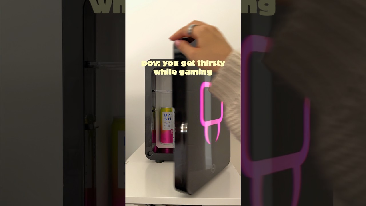 A mini fridge in your gaming room doesn’t hurt x #gamergirl #gamingsetup #gamerlife