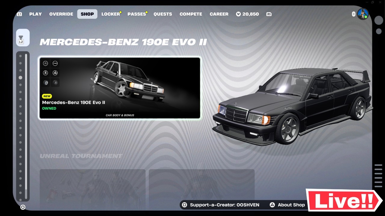🔴*NEW* MERCEDES BENZ 190E EVO in Fortnite! ITEM SHOP TODAY! (Chapter 7 LIVE)