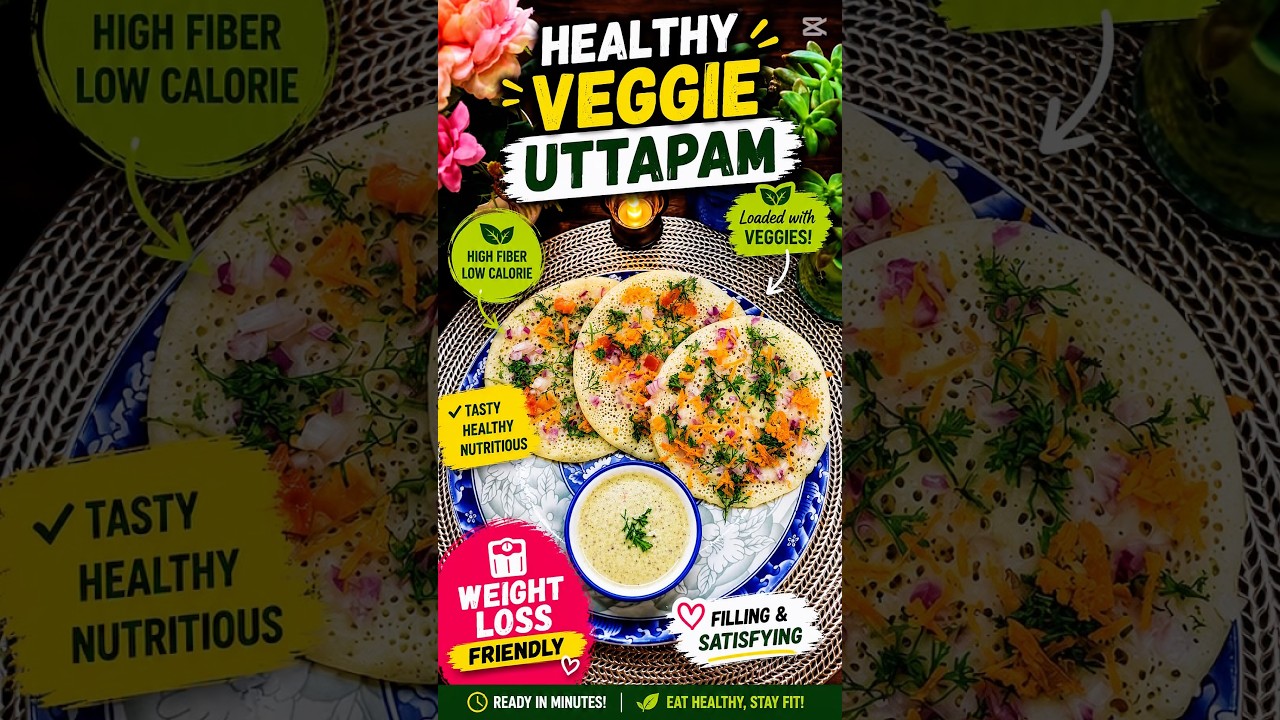 🥗 Weight Loss Friendly Veggie Uttapam! Healthy & Delicious 😍 #HealthyBreakfast #VeggieUttapam