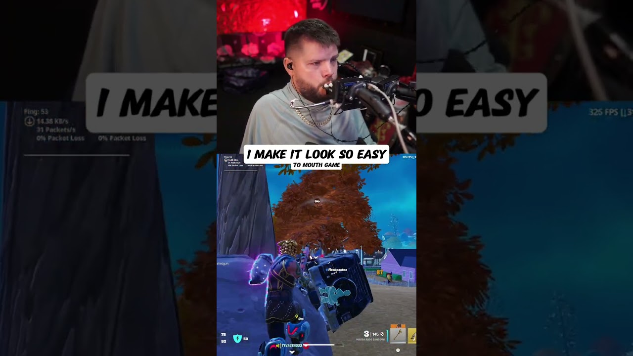 Looks easy / hardest way to game / Fortnite mouth only #fortnite #gaming #tierup 