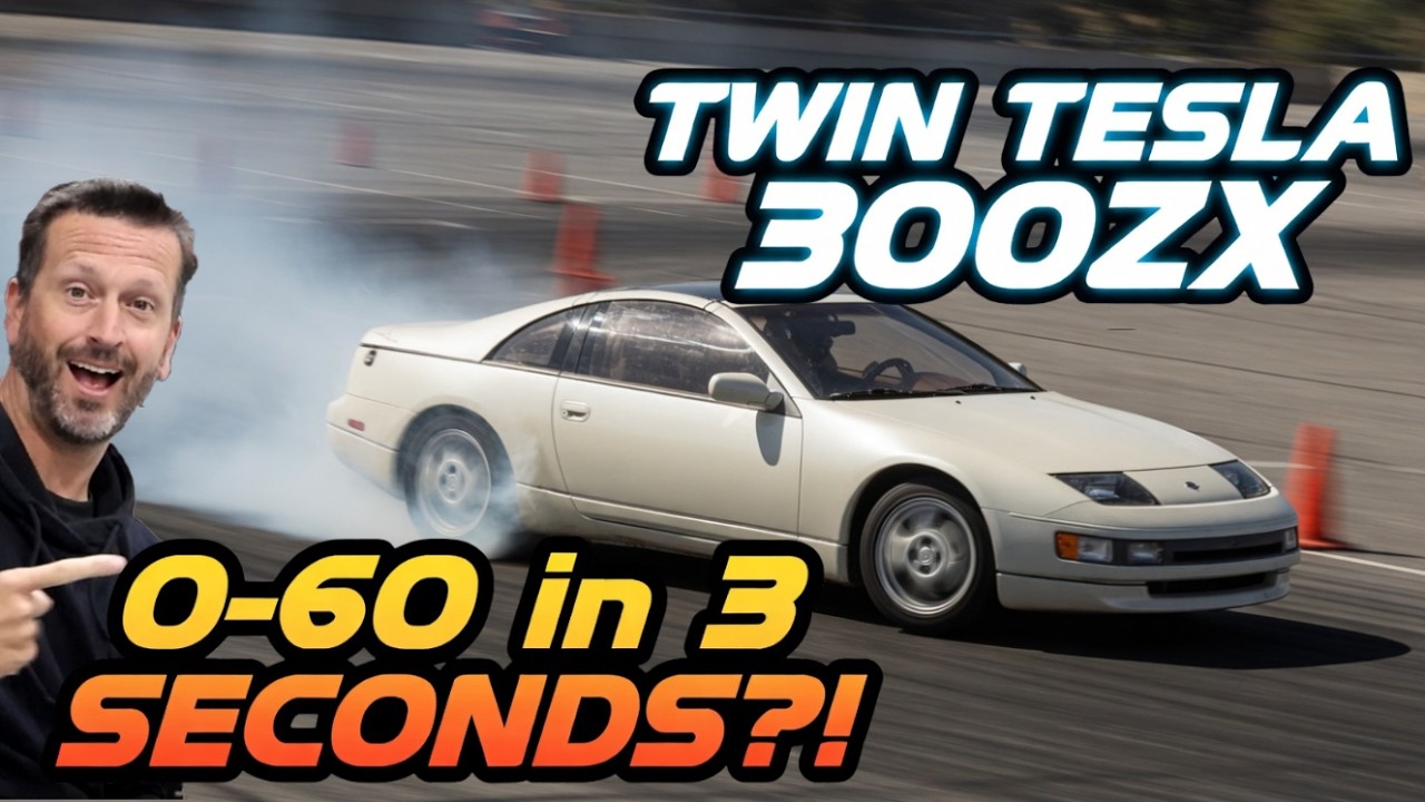 TWIN TESLA Nissan 300ZX: 0-60 in 3 Seconds!