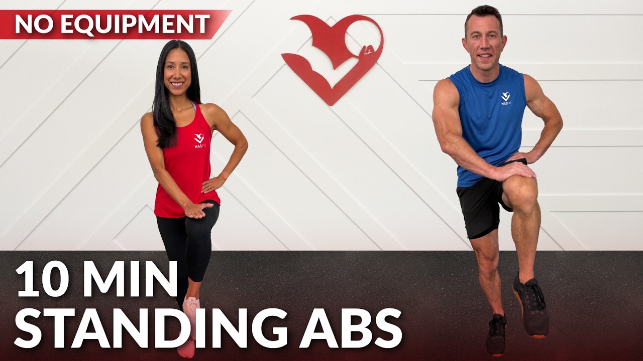 10 Min Standing Abs Workout No Equipment - No Jumping - Standing Up Ab Workout for Women & Men