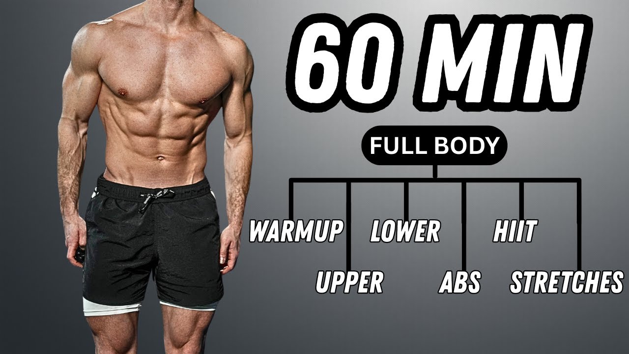 60 Min FULL BODY Workout | No Equipment & No Repeat | Rowan Row