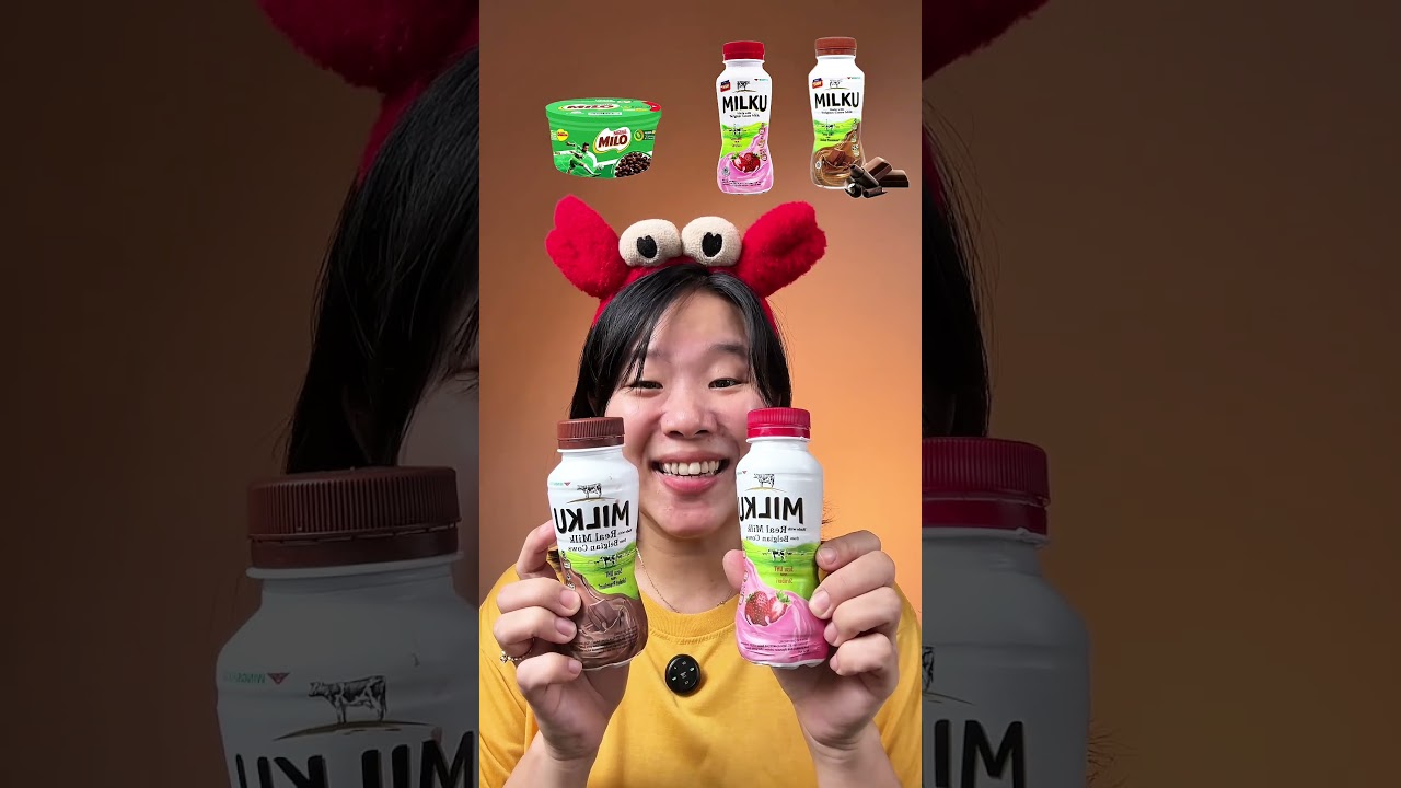 MINUM SUSU RASA APA YA 🤔 coklat atau strawberry 🥛‼️ #asmr #mukbang #drink #videolucu #viral #milk