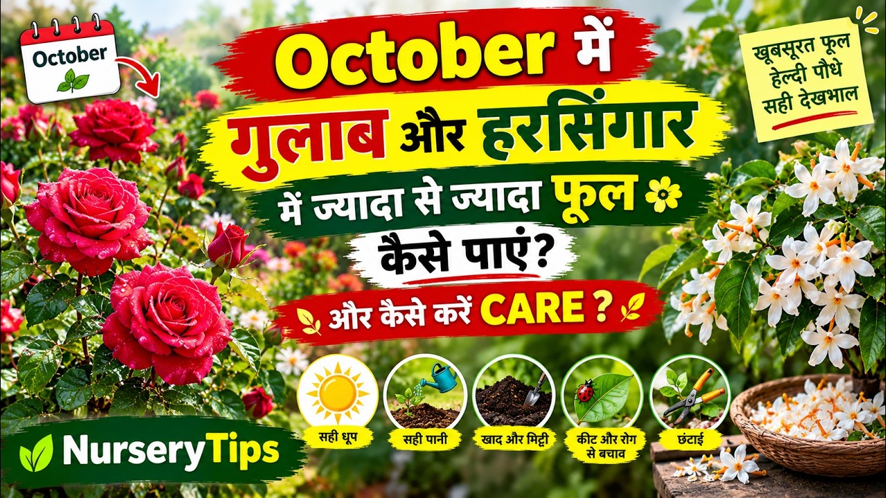 अक्टूबर में गुलाब और हरसिंगार में भर-भरकर फूल कैसे पाएं? 🌹🌼 | October Flower Care Tips | NurseryTips