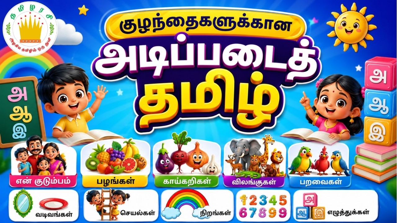 குழந்தைகளுக்கான அடிப்படைத் தமிழ் | Learn Basic Tamil words for Kids| Tamilarasi