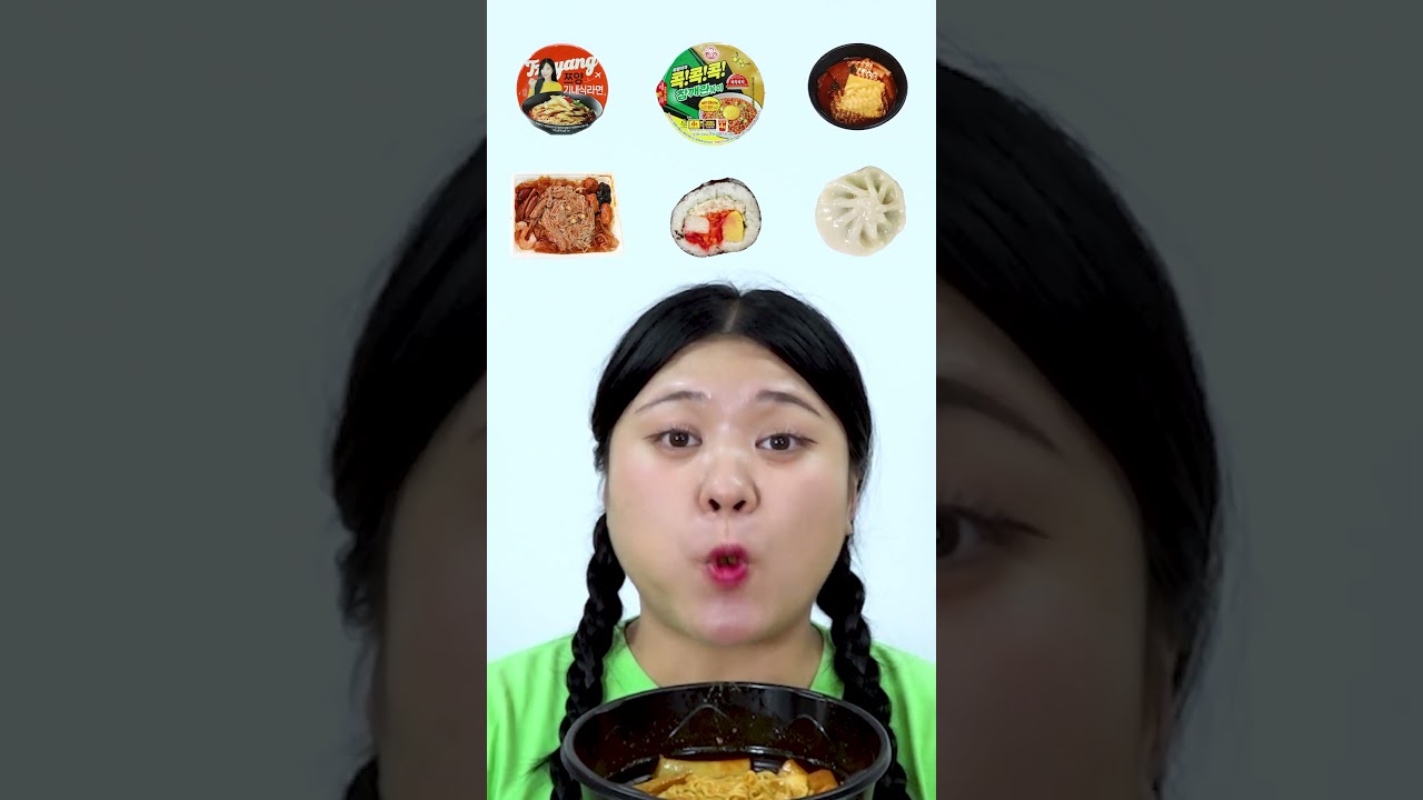 하이유의 컵라면 편의점 음식 랜덤 먹방! Fire Spicy Noodles Random food MUKBANG #tiktok #Shorts |  HIU 하이유