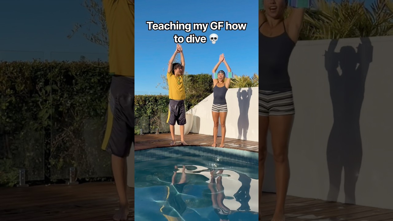 Teaching my GF how to dive 🤣😭