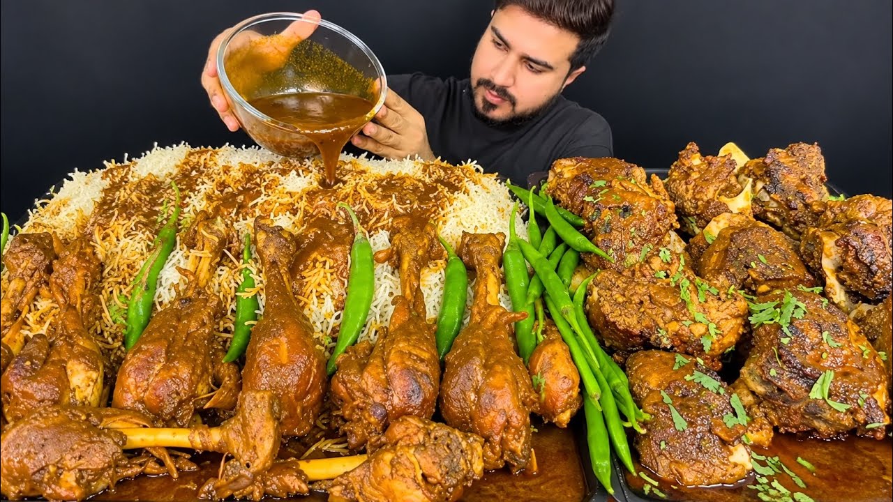 ASMR; EATING SPICY CHICKEN CURRY SPICY MUTTON CURRY GREEN CHILLI RICE    REAL MUKBANG NO TALKING