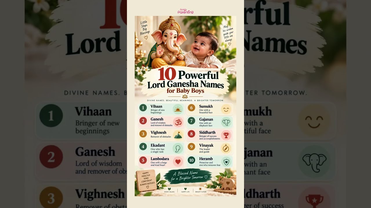 10 Powerful Lord Ganesha Names for Baby Boys With Meanings | Baby Boy Names Inspired by Lord Ganesha