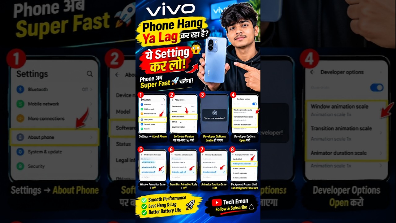 🔥 Vivo Phone Lag Kar Raha Hai? Ye 4 Settings OFF Karo, Phone Rocket Jaisa Fast! 🚀📱 #tech #mobiletips