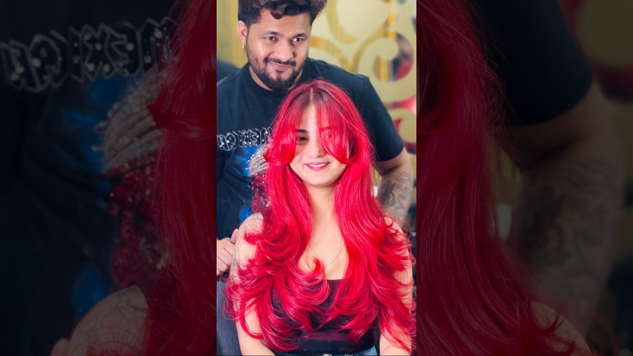 🔥Trending Red Butterfly❤️✂️#haircolor #haircut #shorts #viralshorts #reels #hairstyle #hair #viral