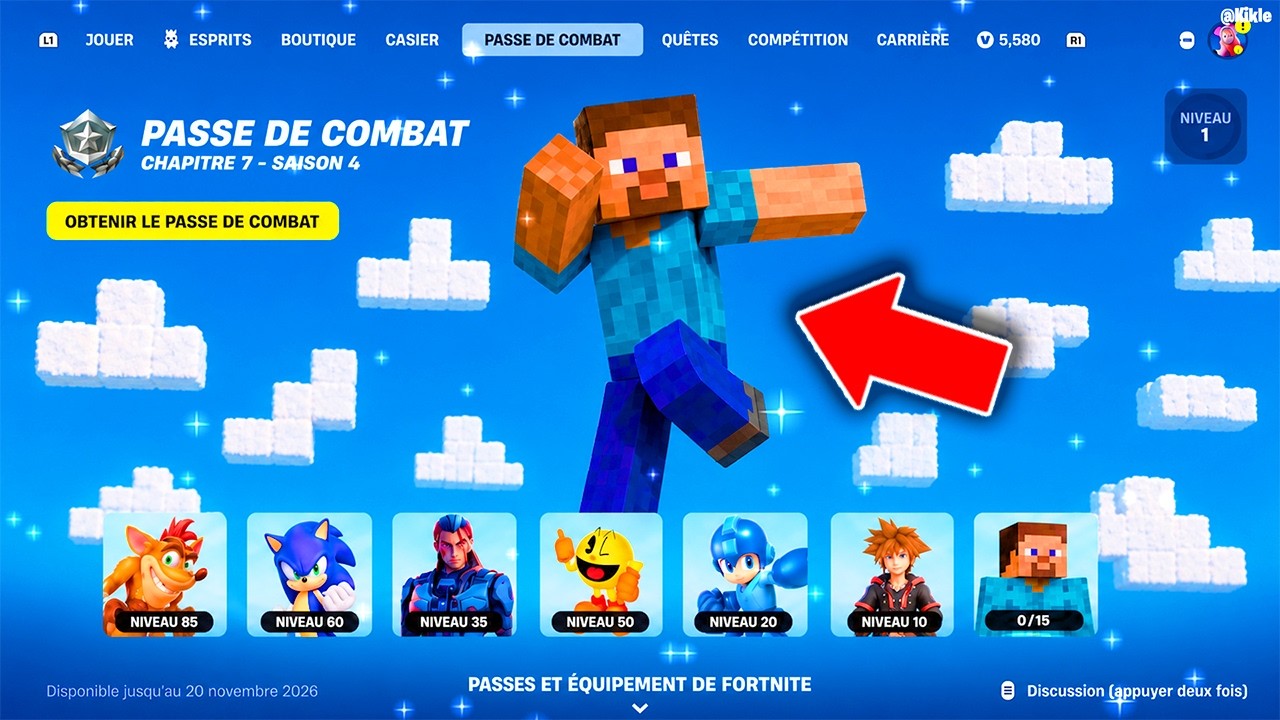 FORTNITE PASSE DE COMBAT OFFICIEL SAISON 4 CHAPITRE 7 !! (tout les skins)