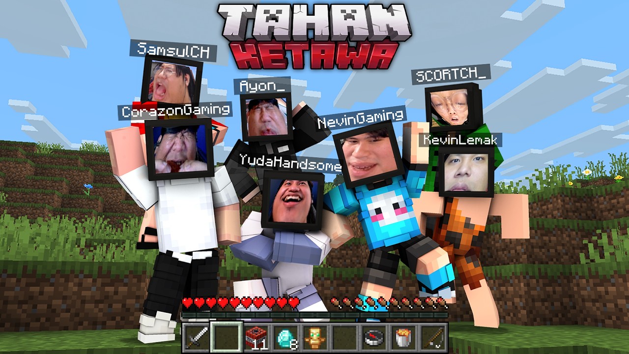 Lomba TAHAN KETAWA Bersama LAPERGANG Dengan WEBCAM Di Dalam Minecraft ..