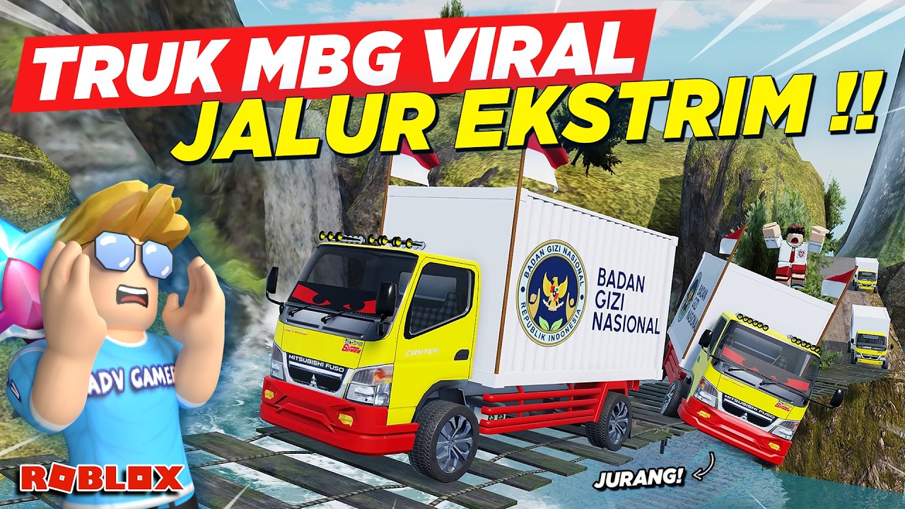 TRUK MBG TELOLET VIRAL DIPAKSA OFFROAD JALUR EKSTRIM MALAH MASUK JURANG !! ROLEPLAY TRUK - Roblox