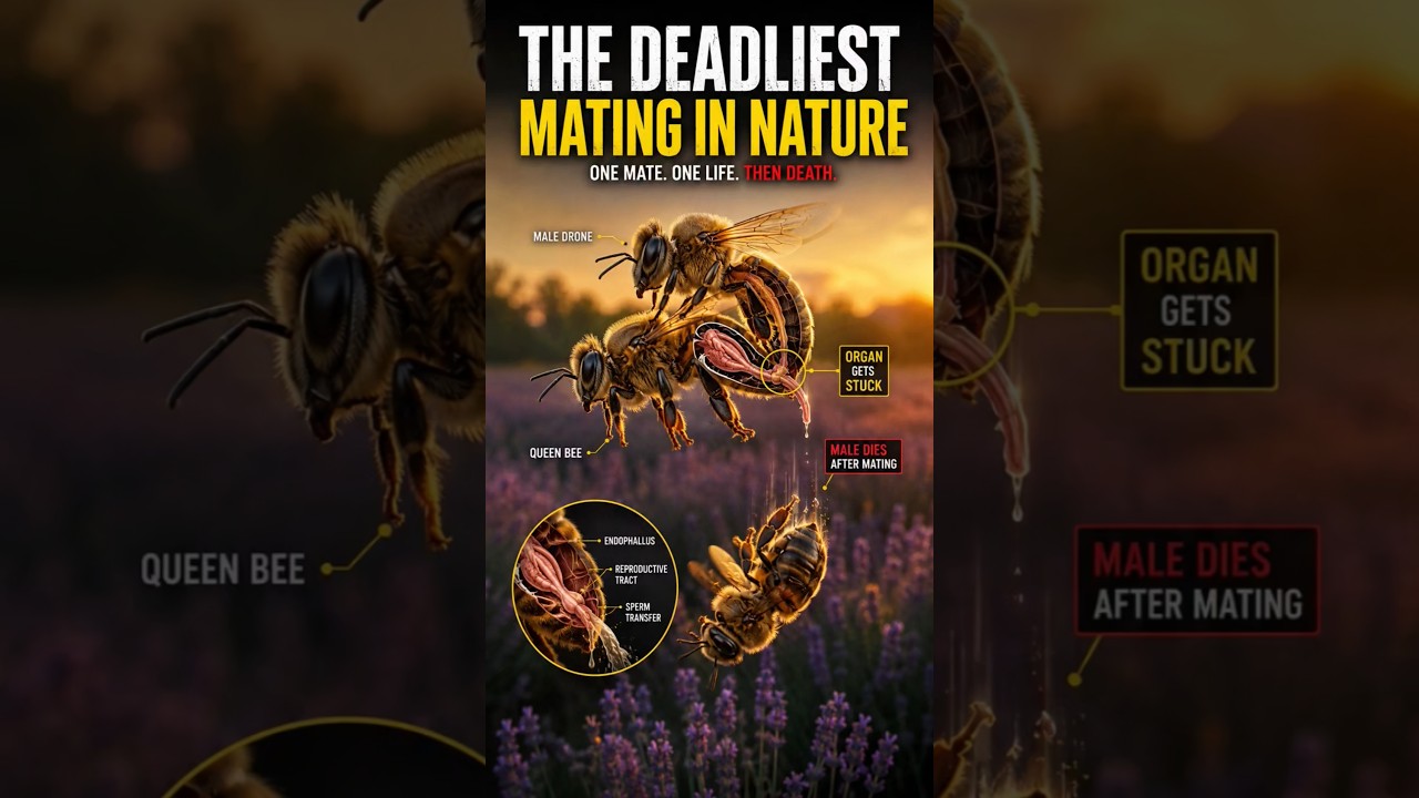 The Male Honeybee Mates Once… Then Dies! 🐝💀 #Honeybee #HoneyBees #DroneBee #QueenBee