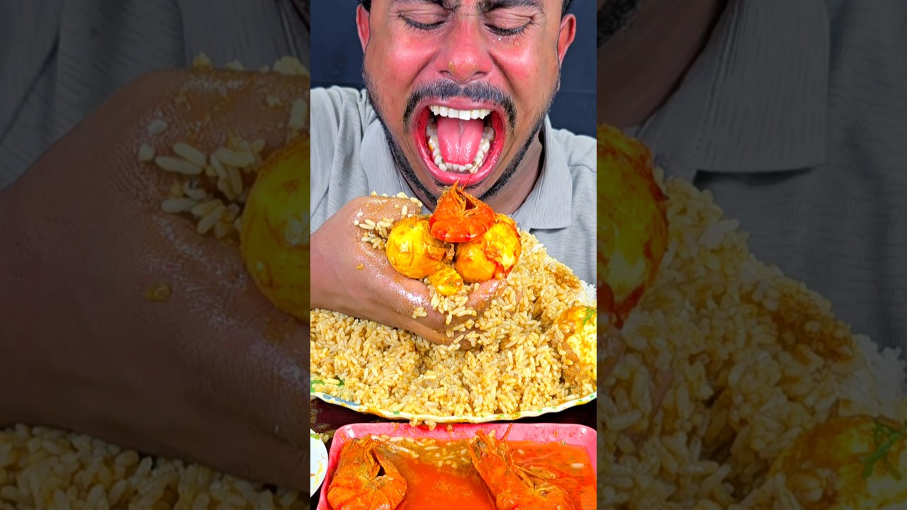 Very Spicy Egg,Shrimp Curry,Rice Eating #asmr #mukbang #shortvideo #viralvideo #shorts #viralshorts