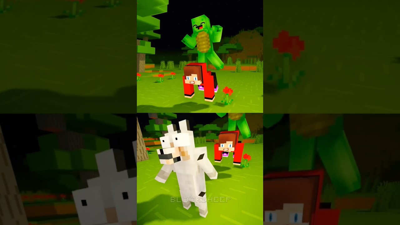 JJ Become Wolf 🐺😄 #shorts #minecraft
