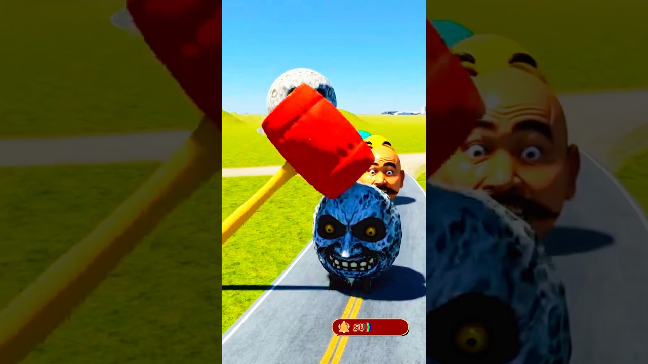Hi guys! New shorts video Big & Small Moon #4k  Cars vs Giant Slap Hammer in the game BeamNG.drive‎