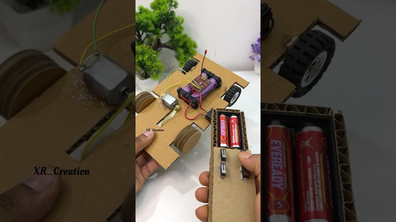 DIY Cardboard RC Car actually works #diy #shorts #project #diybuild #motor #dcmotor #toys