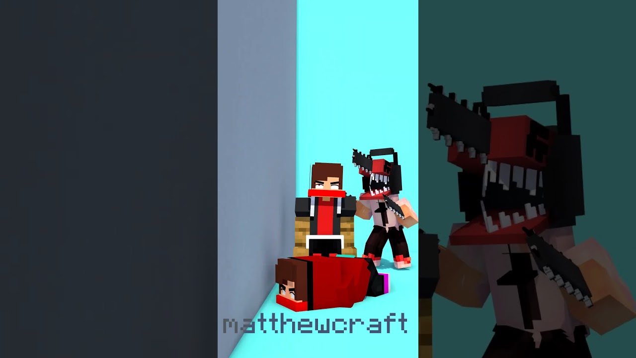 Dark JJ and JJ trap with denji 😨😨😨 #matthewcraft #minecraftanimation #shorts