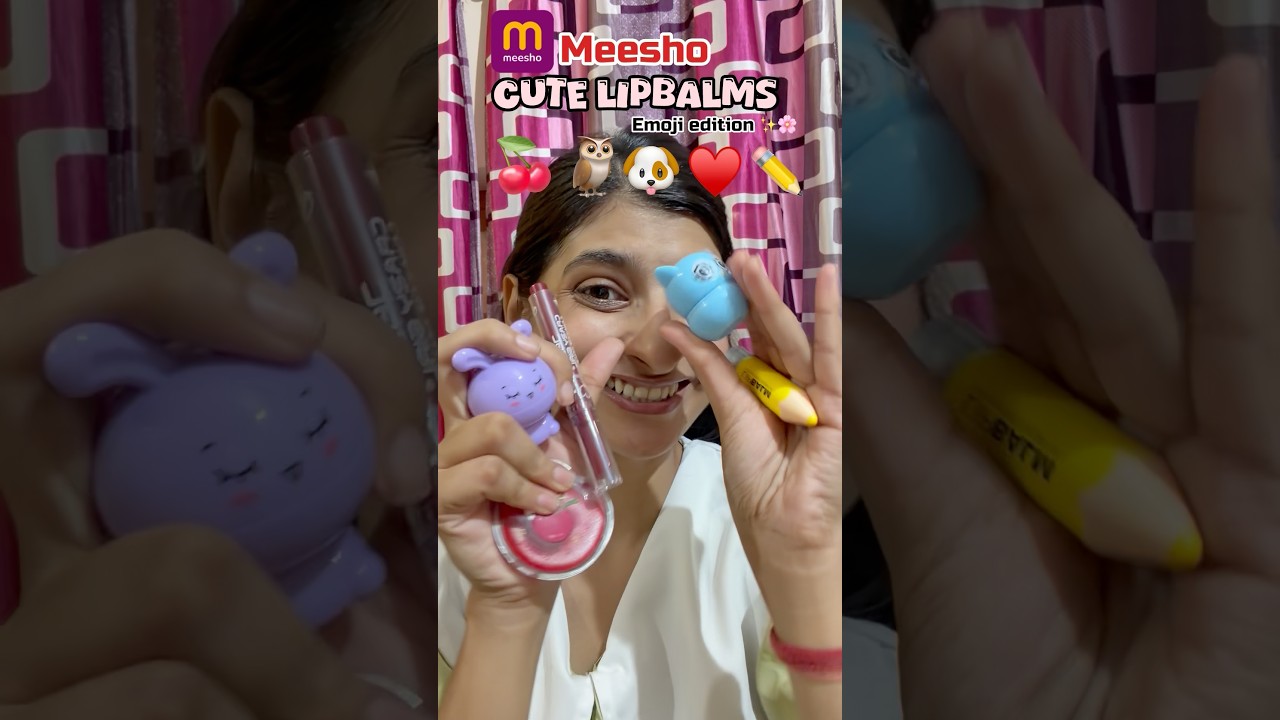 Cute lipbalms emoji edition 🥳🐶🌸🦉❤️#meesho #cute #lipbalm #lipstick #glowwithkhushi #ytshorts